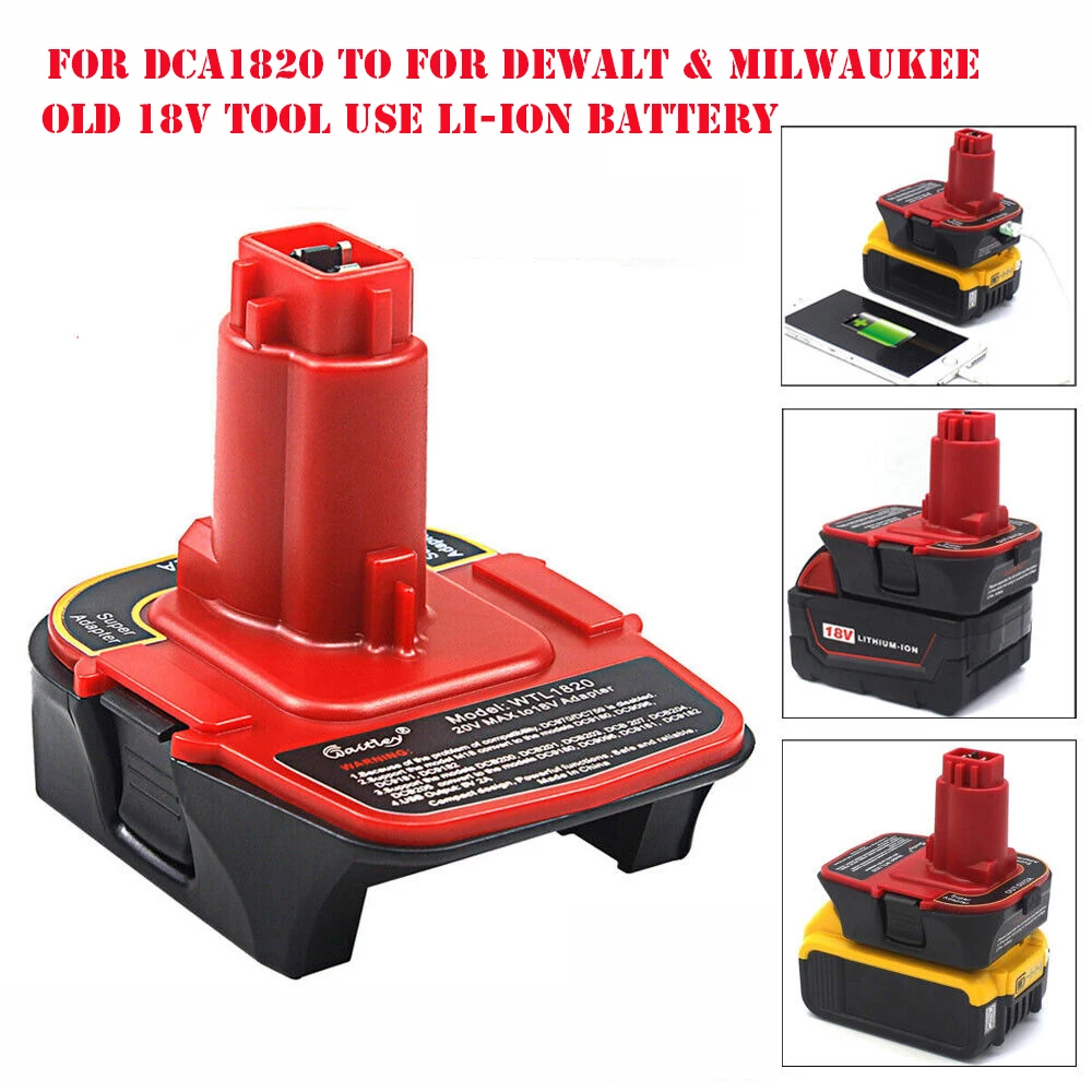 DCA1820  for Milwaukee 18V li-ion battery convert for Dewalt old 18V nicad DC9096 DC9180