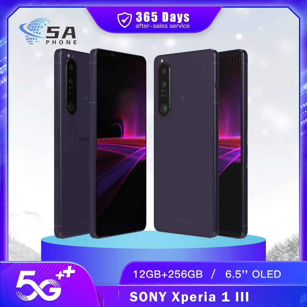 Original Sony Xperia 1 III 1III XQ-BC52 XQ-BC72 5G SmartPhone Dual SIM 256GB/512GB ROM NFC 120Hz 6.5'' OLED Octa-Core SmartPhone