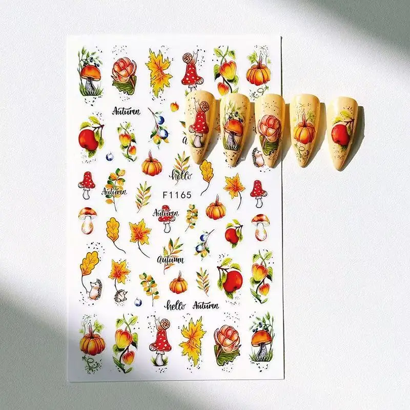 1 pz adesivo per unghie fiore 3D foglia d'acero [metallo forniture per nail art decalcomanie DlY adesivi colorati per decorazioni per nail art con farfalla