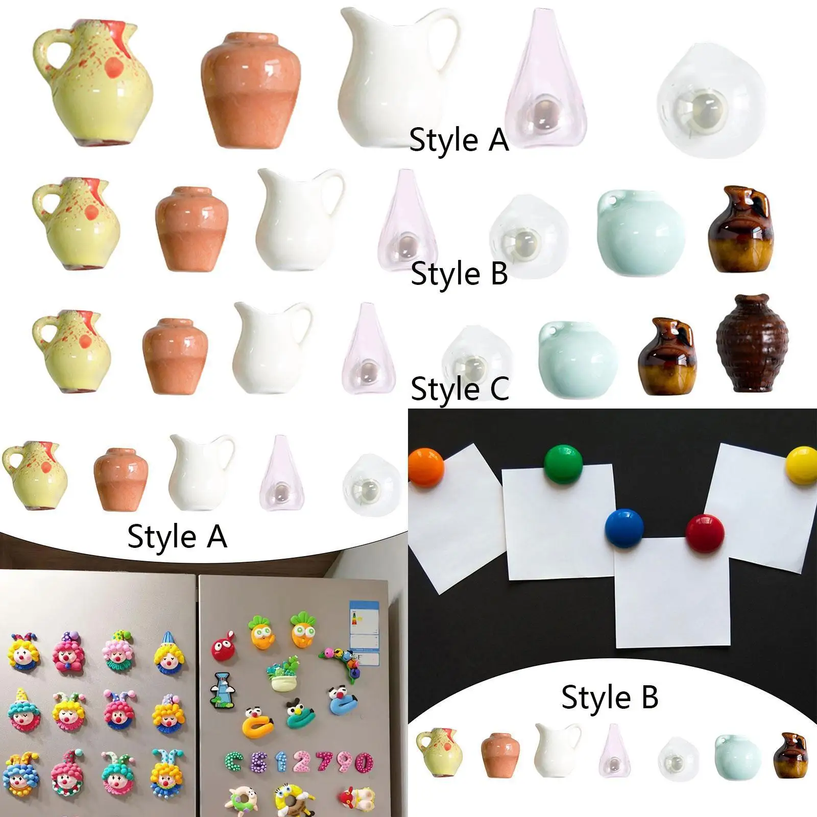 Vase Fridge Magnets Display Decorative Supplies Ceramic Refrigerator Stickers for Door Micro Landscape DIY Projects Layout Decor