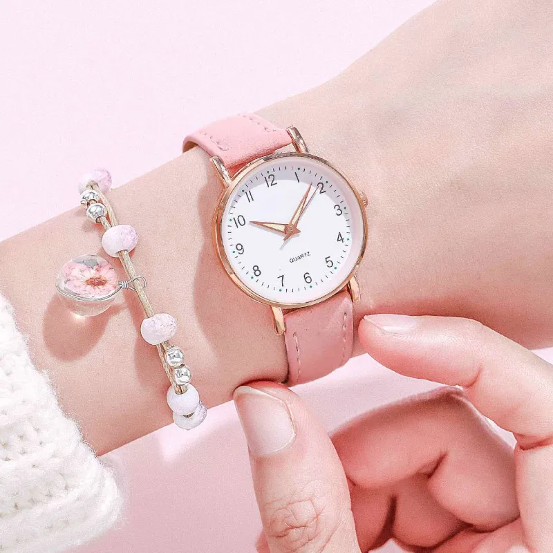 Женские часы с двойным цифровым циферблатом, часы для пар, часы с кожаным ремешком