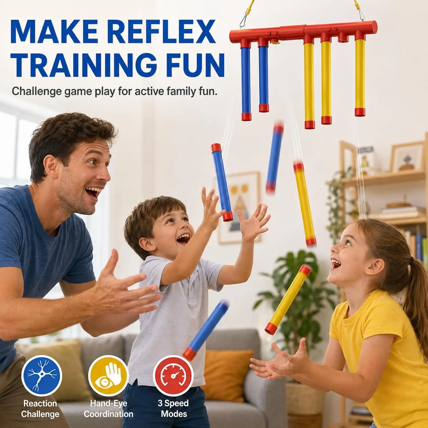 Reflex Drop Sticks Challenge, Reflex Game , Hand-Eye Coordination Training, Reflex Drop Sticks Game for Solo and Dual Play