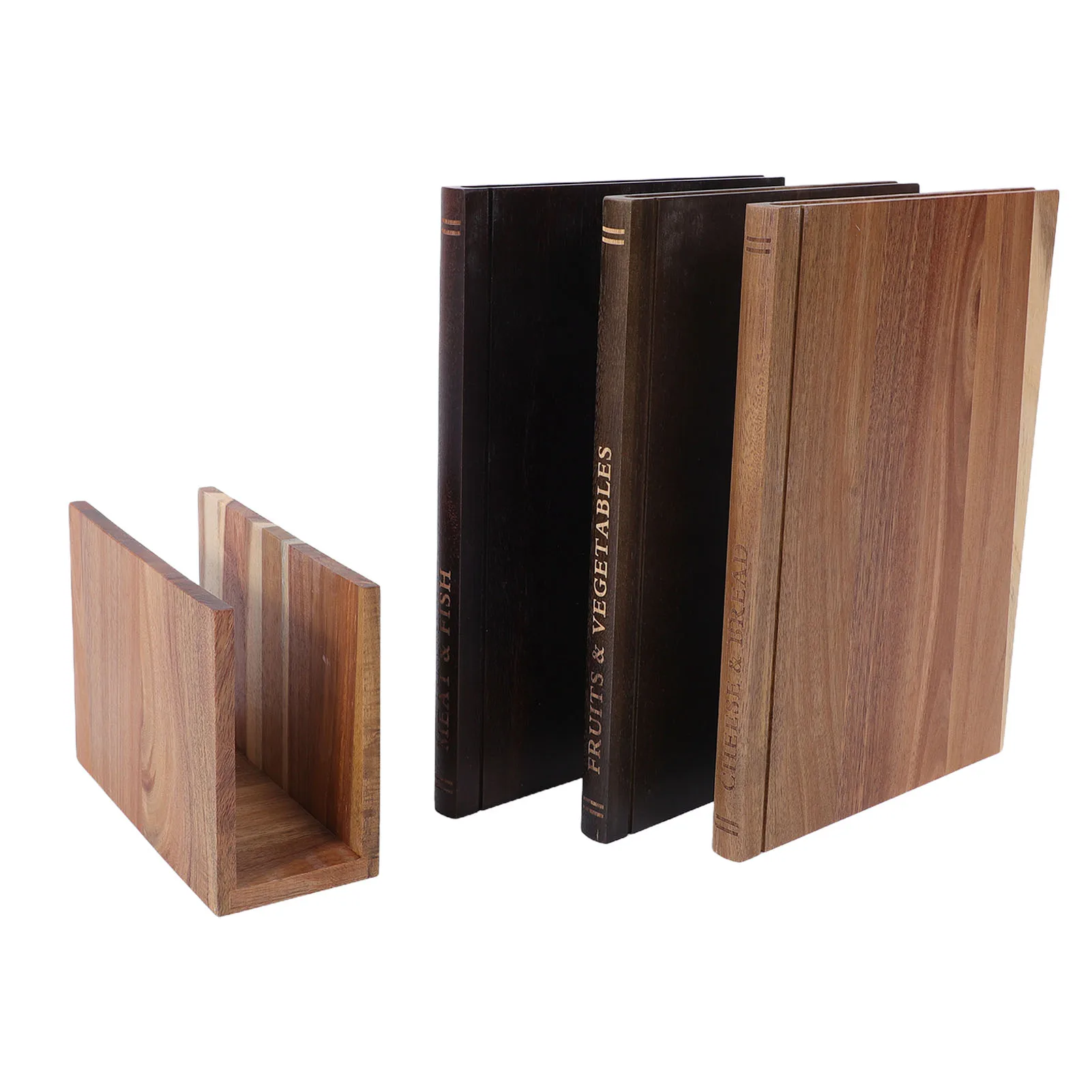 3PCS Book Cutting Board Set Wood Book Shaped Decorative Kitchen Chopping Boards w/ Stand for Fruits Vegetables Bread Charcuterie