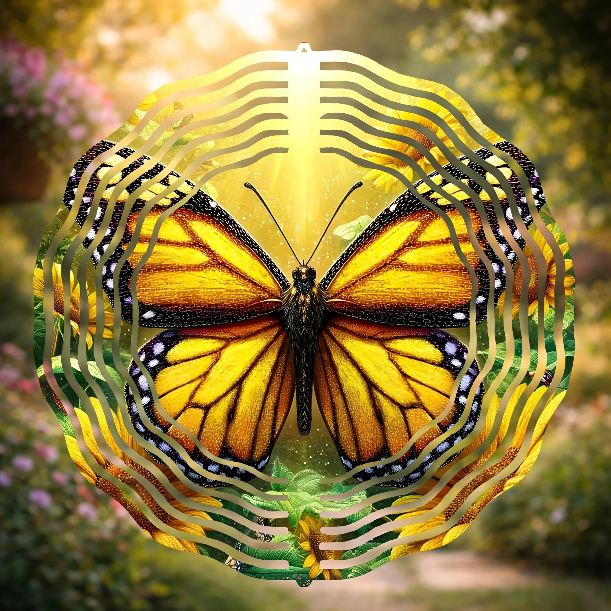 1PC Gorgeous Butterfly Sunflower Garden Wind Chime,Suitable for Courtyards, and Lawns—Perfect Gift for Nature Lovers, Gardener