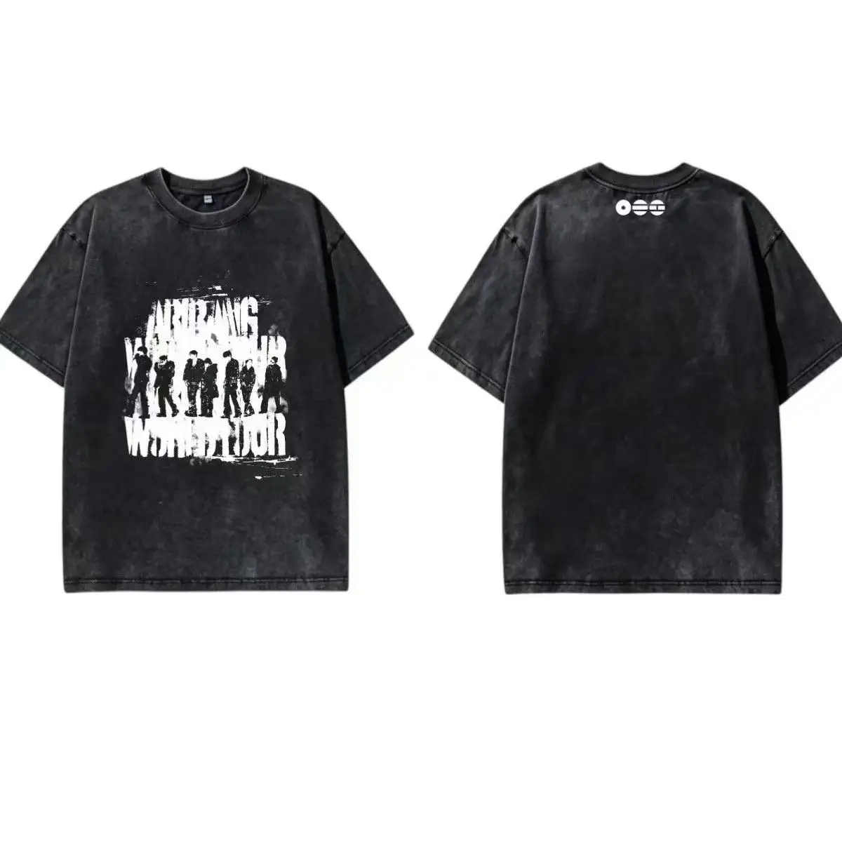 Short sleeve DEBI front and back print T-shirt vintage washed crew neck top wholesale factory direct sales men's women's tops
