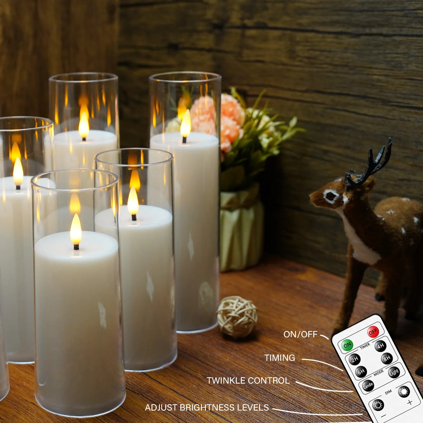 3Pcs/9Pcs LED Flameless Candles Light Simulation Acrylic Wedding Romantic Candle Lamp with Remote Party Christmas Home Decor