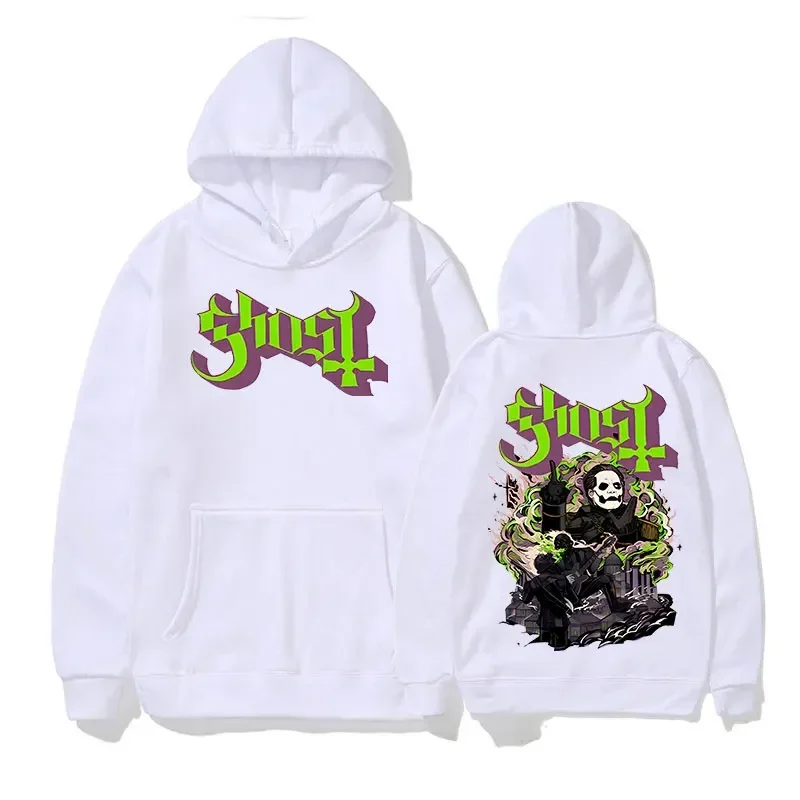 Men's rock ghost with hat casual loose long sleeve hoodie Y2k street retro graphics for both men and women