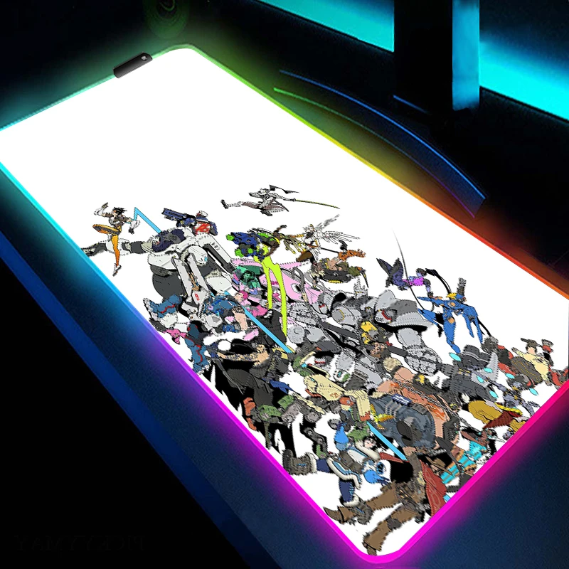 Alfombrilla de ratón RGB para ordenador grande con retroiluminación, alfombrilla de ratón LED para juegos de PC, Accesorios de escritorio XXL