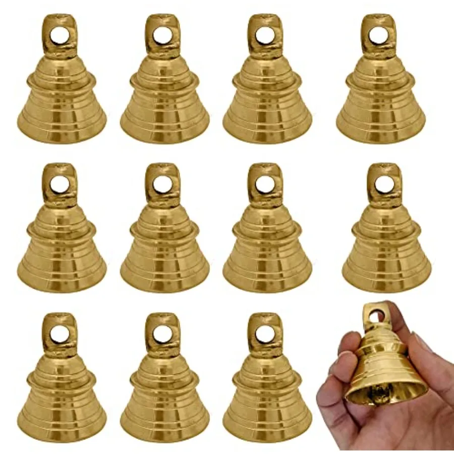 

Pc Set of Brass Bell with Hanging Loops Coaster Beach Decoration Item Vintage Style Indian Bell with Jingle Ring Wedding Bell W