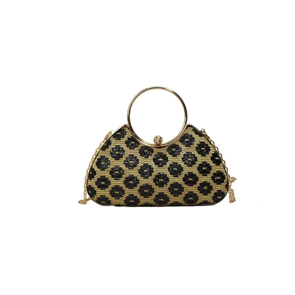 

Casual Metal Top Handle Evening Banquet Bag Glitter Sequin Box Shoulder Bag Large Capacity Shiny Ladies Clutch Bag Party