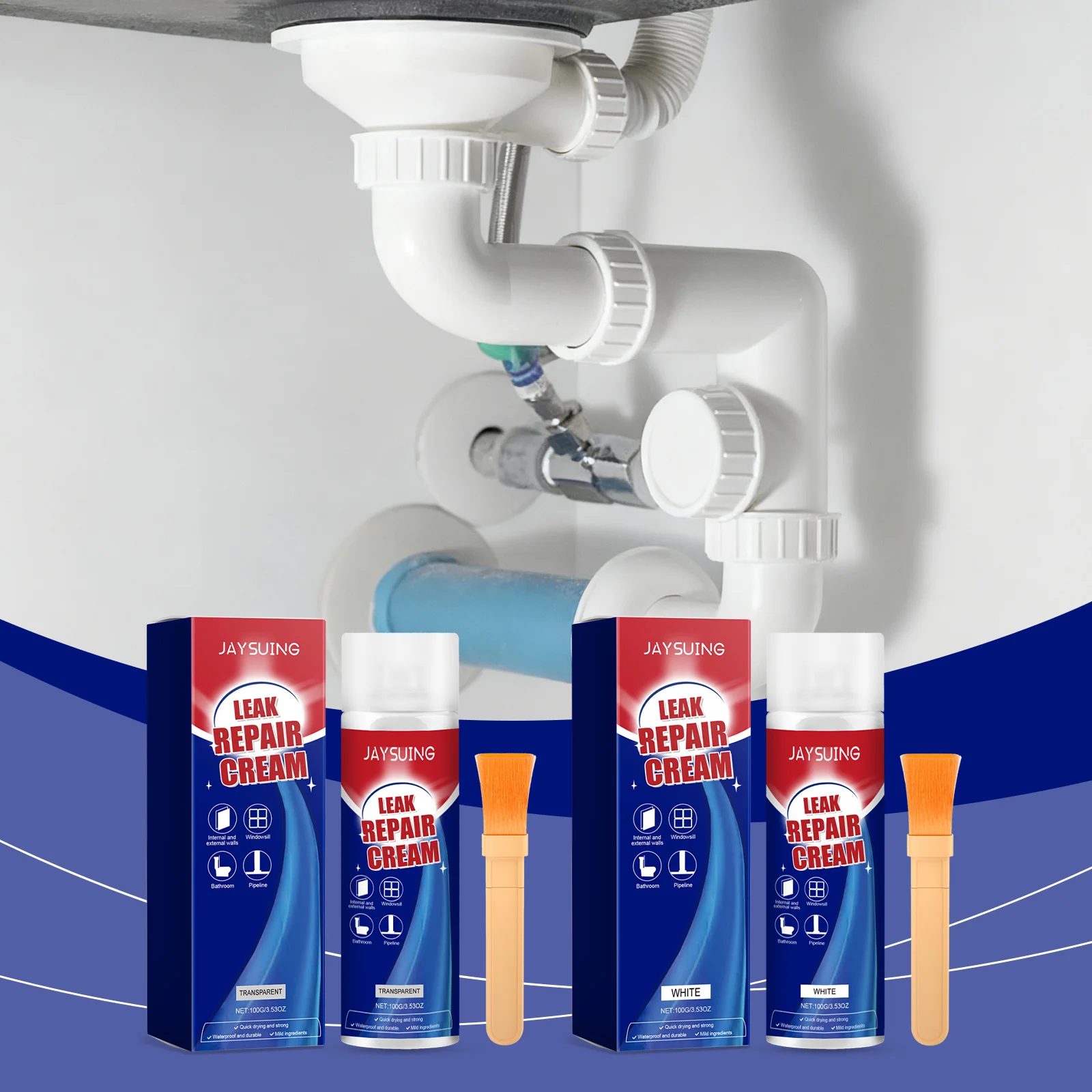 

Jaysuing Transparent Waterproof Sealant - All-Purpose Leak Repair for Indoor/Outdoor Use, Flexible Moistureproof Coating