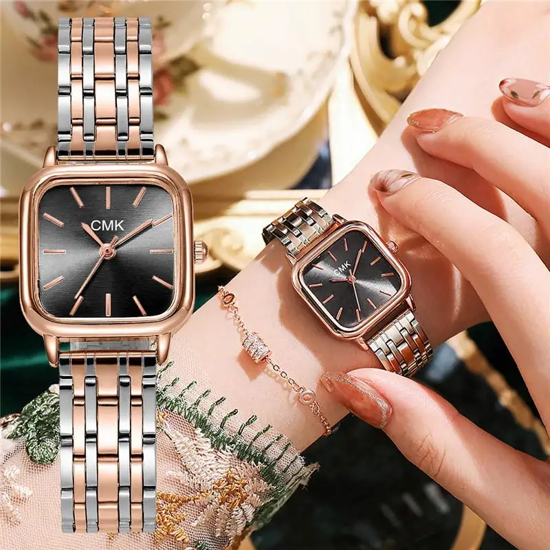 

Hot Sale Women's Steel Strap Square Simple Scale Dial Quartz Watch Straight Women's Wristwatch