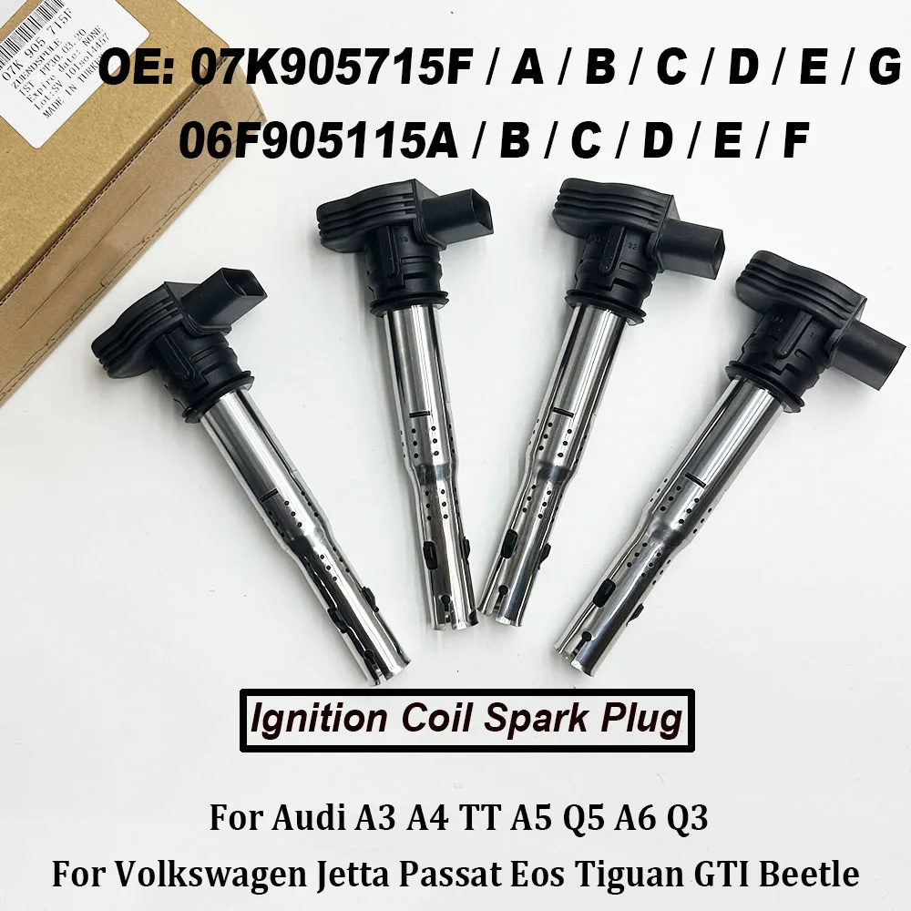 4PCS 07K905715F Ignition Coil 06F905115 07K905715A 07K905715B 07K905715C 07K905715D 07K905715G For Volkswagen Jetta Passat GTI