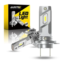 AUXITO 2Pcs Fanless H7 LED Bulb 1:1 Mini Size Head Lamp Wireless CSP LED Chips H7 Car LED Headlight Bulbs 80W 6500K White 12V