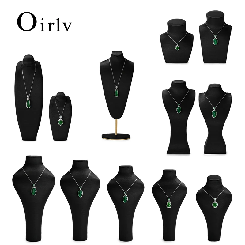 Oirlv Black Necklace Bust Display Stand Silk Mannequin Necklace Display Bust Stand Holder Variety Black Portrait Necklace Stand