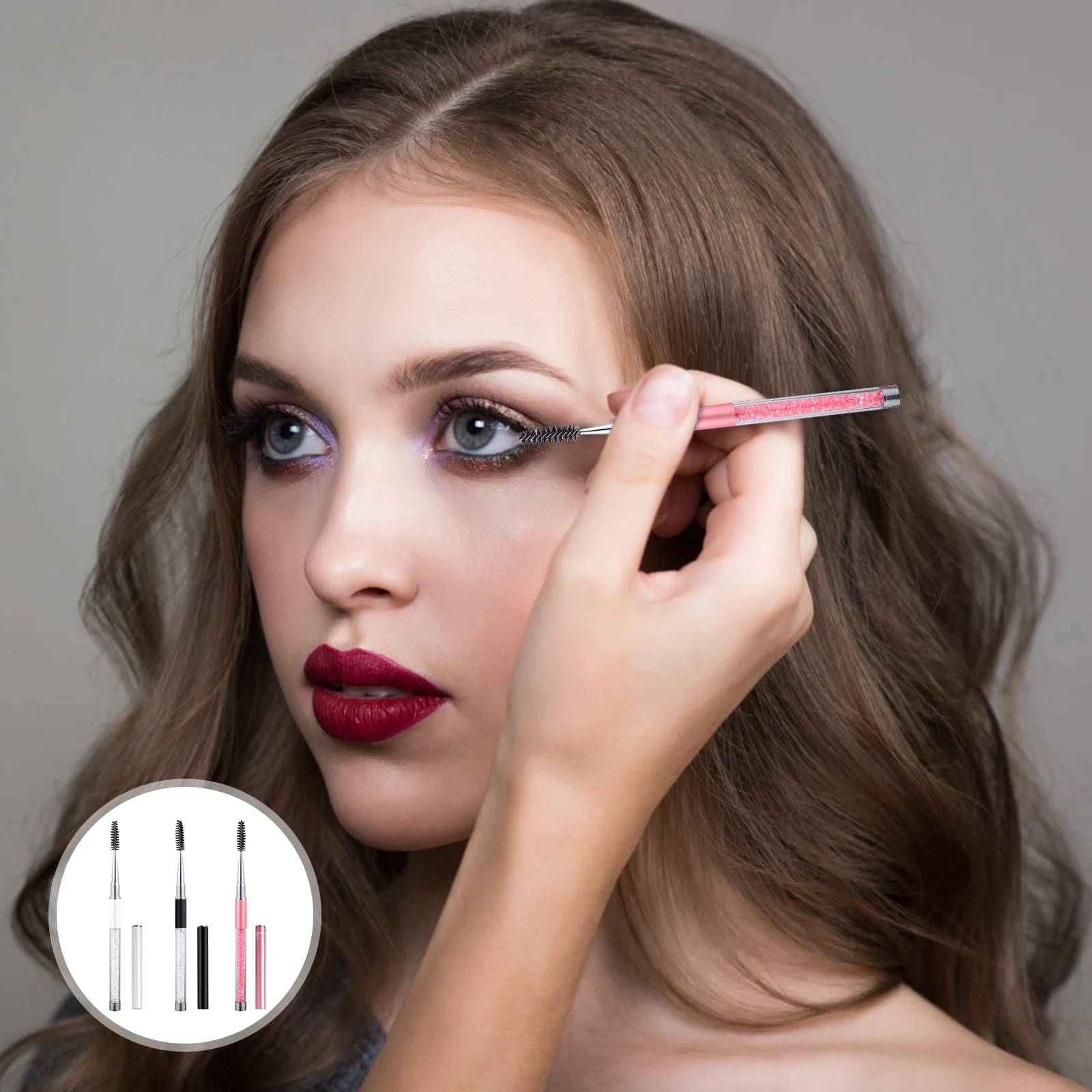 3Pcs Portable Eyelash Brushes Screw Wands Mascara Eyebrow Applicator for Travel Business Trip Makeup Screw Eyelash