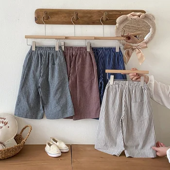 Kids Striped Harem Pants 2 Boys Girls Linen Cotton Stripe Trousers For Children's Clothes Fall Spring Boy Loose Casual Harem Pants Kids Long Pants for 1-6T 2