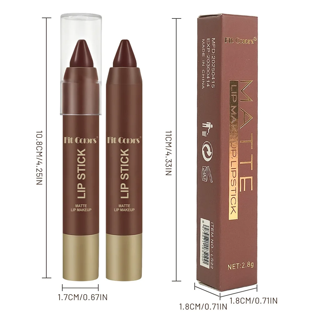 6 Colors Chocolate Color Lipstick Moisturizing Matte Velvet Waterproof Non-Stick Cup Lip Liner Pen Makeup Cosmetics