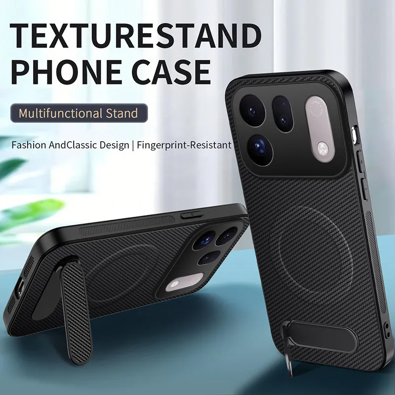 For Oppo Find X10 Pro Max Carbon Fiber Magnetic for Magsafe Leather Kickstand Hard Case for OPPO Find X10E X 10 Matte Shell