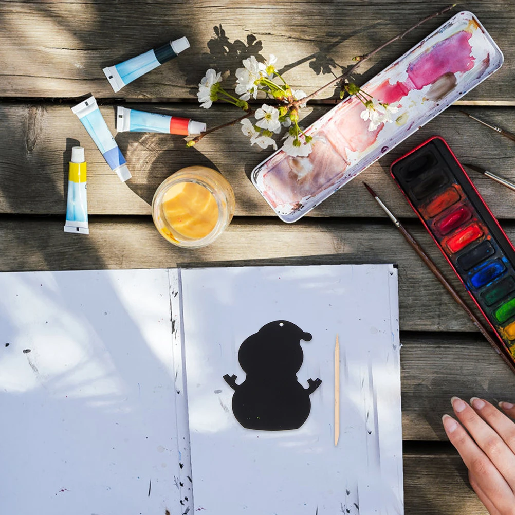 1 ชุดกระดาษวาดภาพคริสต์มาสธีม Hangable ศิลปะหัตถกรรมรูปแบบที่มีสีสันเปิดเผยงานรื่นเริงตกแต่ง DIY