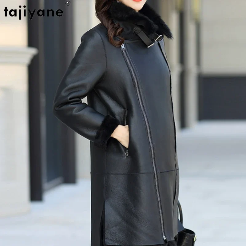 

Tajiyane 21 Fashion New Fur Coat Winter Coat Women Sheepskin Fur All-in-one Women's Mid-length Chic Casual Coat Casaco Feminino