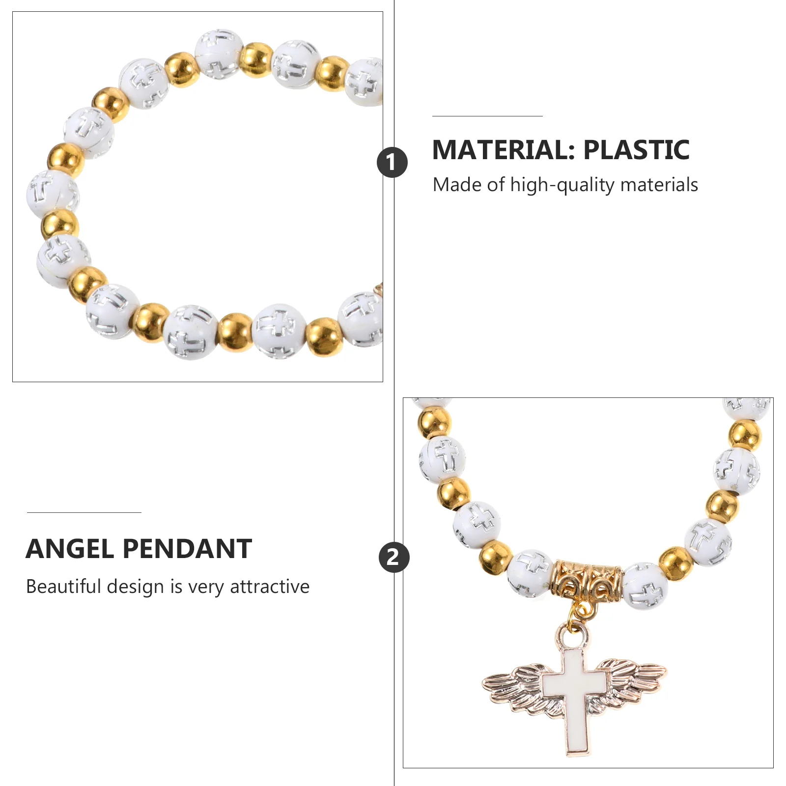 

12Pcs Kids Baptism Angel Rosary Bracelet Beads Crucifix Hand Chain Children Gift Jewelry Cross Beads Bracelet