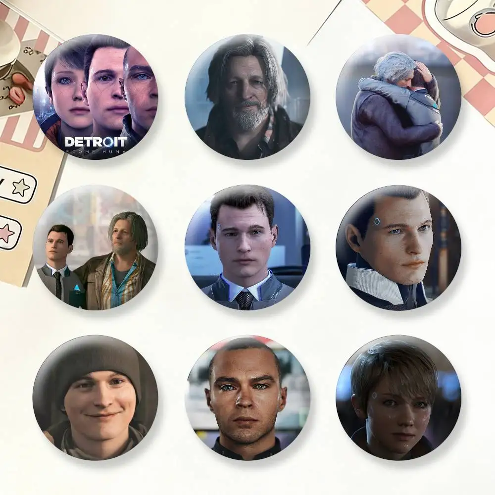 D-Detroit Become Human Game Badges Creative Tinplate Button PinsBrooch Badge Clothes Backpack