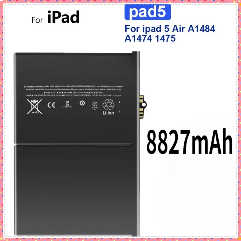 

Аккумулятор для планшета 8827 мАч для Apple Ipad 5 Air 1 Ipad5 Air1 A1474 1475 A1822 A1823, аксессуары для планшета, запасные части