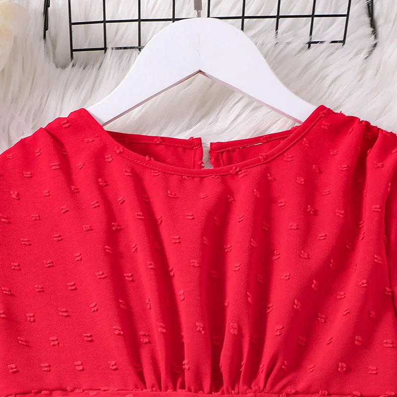 Kids Dresses For Girls Long Sleeved Red Casual Fashion For 8-12Ys Kids Outfit New Year Birthday Party Ball Gown Children Dress