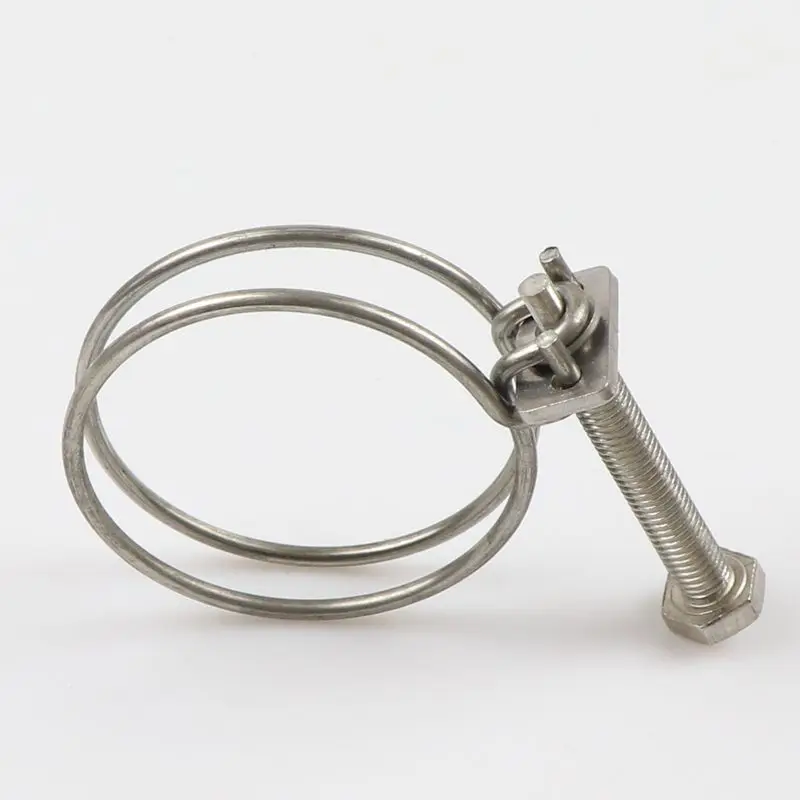 Heavy Duty podwójny drut zaciski do węża regulowana rura klip zaciski do obróbki drewna Hoop hydraulika łącznik sprzętu 16-100mm