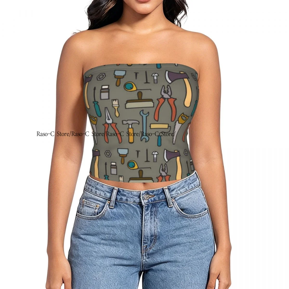 Strapless Sexy Tube Tops Summer Outfits Women Backless Shoulder Wrap Tools Background Female Crop Top
