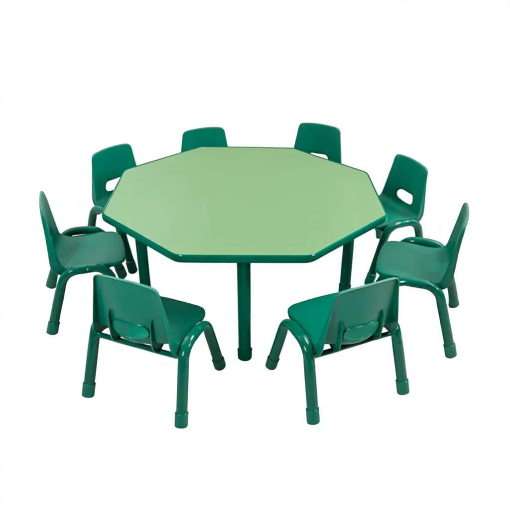 Pre School Furniture Kindergarten Adjustable Children Desk Kids Octagon Table With Chairs