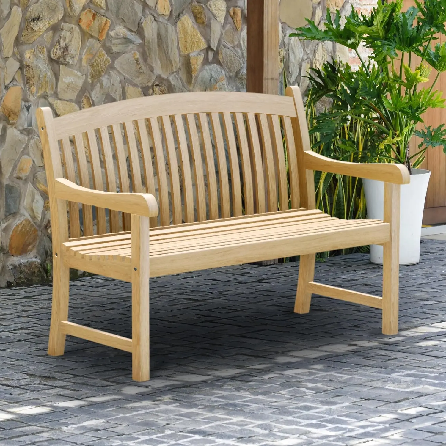 Made of Real Teak | Ideal for Outdoors and Indoors, 48Lx26Wx35H, Light Brown