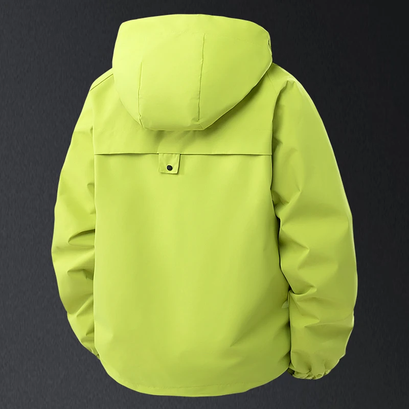 Spring Autumn Men's Outdoor Hooded Jacket Windbreaker Waterproof Mountain Skiing Hiking Camping Multiple Pockets Zipper Jacket