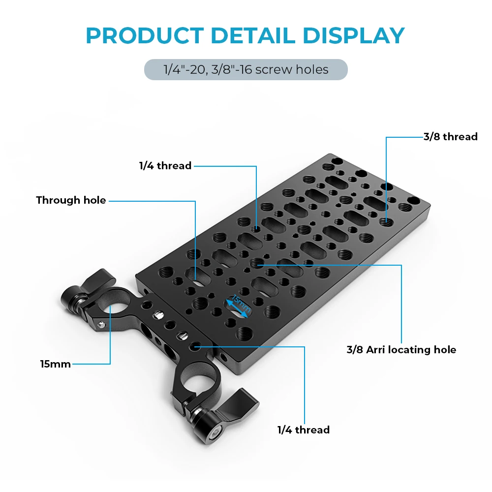 SZRIG Batteria Piastra per formaggio Piastra per tabellone con Railblock da 19 mm per accessori per fotocamera con divisore di potenza con montaggio a V Lock