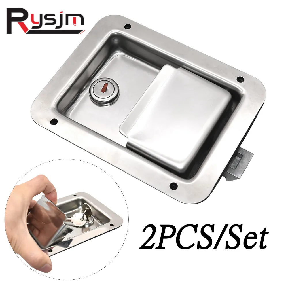 Marine Boat Accessories Silver Paddle Latch With Keys Cabinet Lock Stainless Steel Handle Cabinet Lock Latches For Truck Trunk