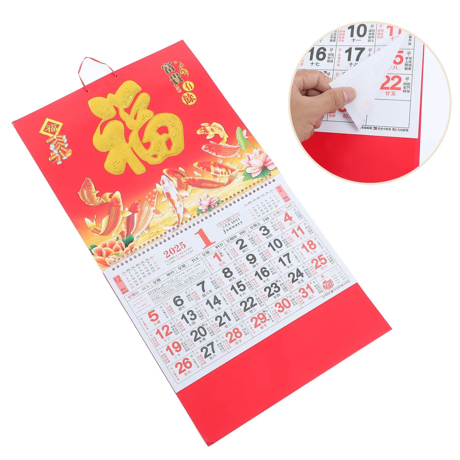 

2025 Snake Year Wall Hanging Calendar Monthly Layout Feng Shui Planner Calendar for Office Home Decoration Yearly Wall Calendars