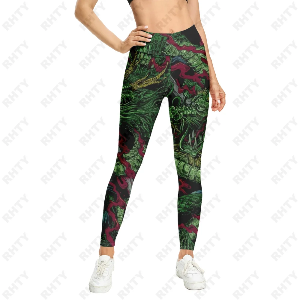 

Sport Leggings Women 3D Digital Dragon Green Printed Tights Yoga Pants Flame Gym Clothing Femme Workout Leggins Ladies XXS-6XL