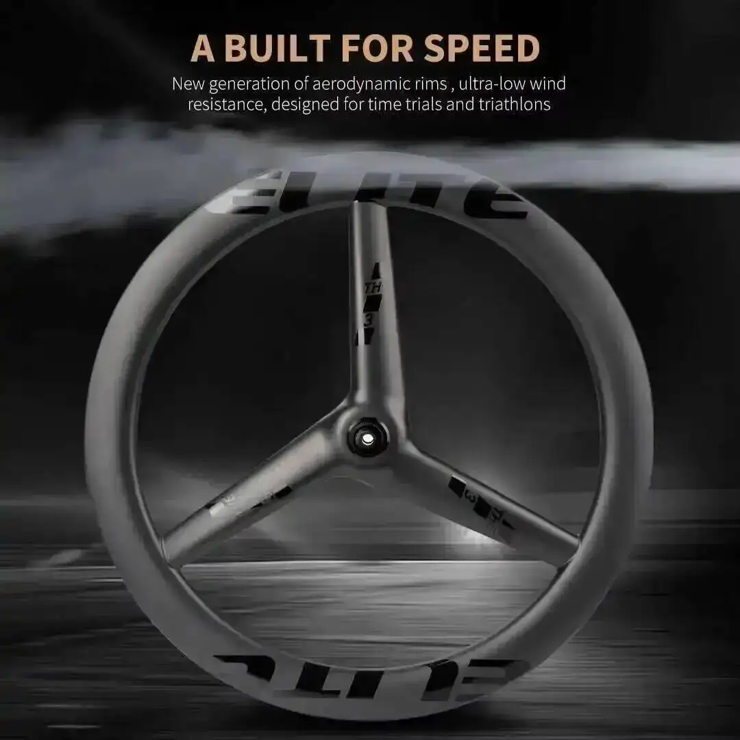 AliExpress ELITEWHEELS FLOW RFC-PRO TT 3 Spoke Disc Brake Wheelset 700c Clincher & Tubeless Aero Carbon Rims Ratchet System Center Lock Hub