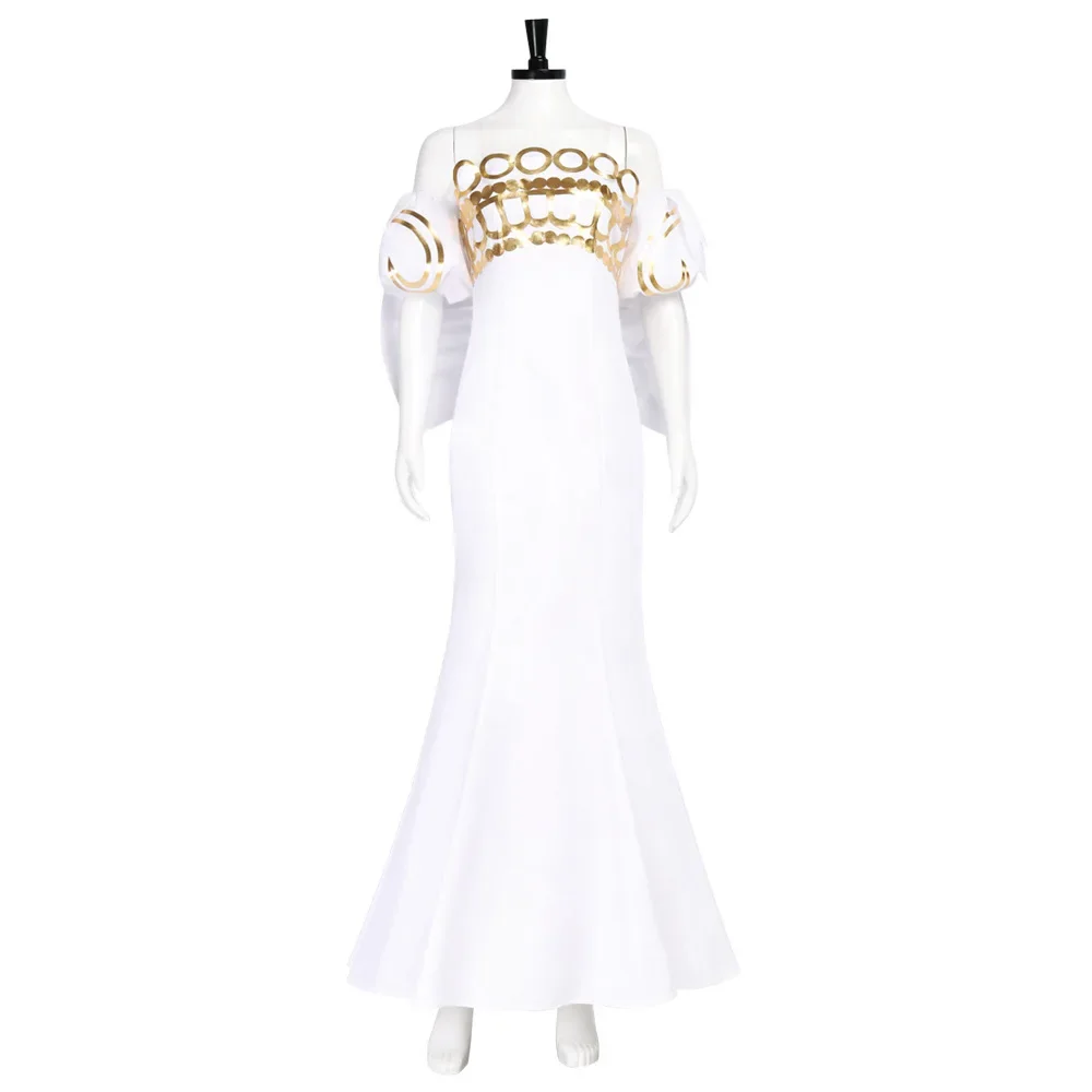 Anime Princess Serenity Tsukino Usagi Cosplay Costume White Long Woman Dress Big Bow Halloween Party Role Play Hallowee Suit