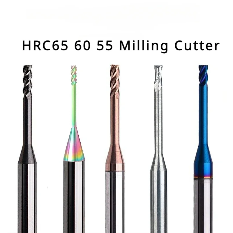 HRC55 Hrc60 2/3/4 Flute Tungsten Carbide End Mill Milling Cutter Cnc Routerbits Long Flute Endmills 1mm 1.5mm 2mm 2.5mm 3.0mm