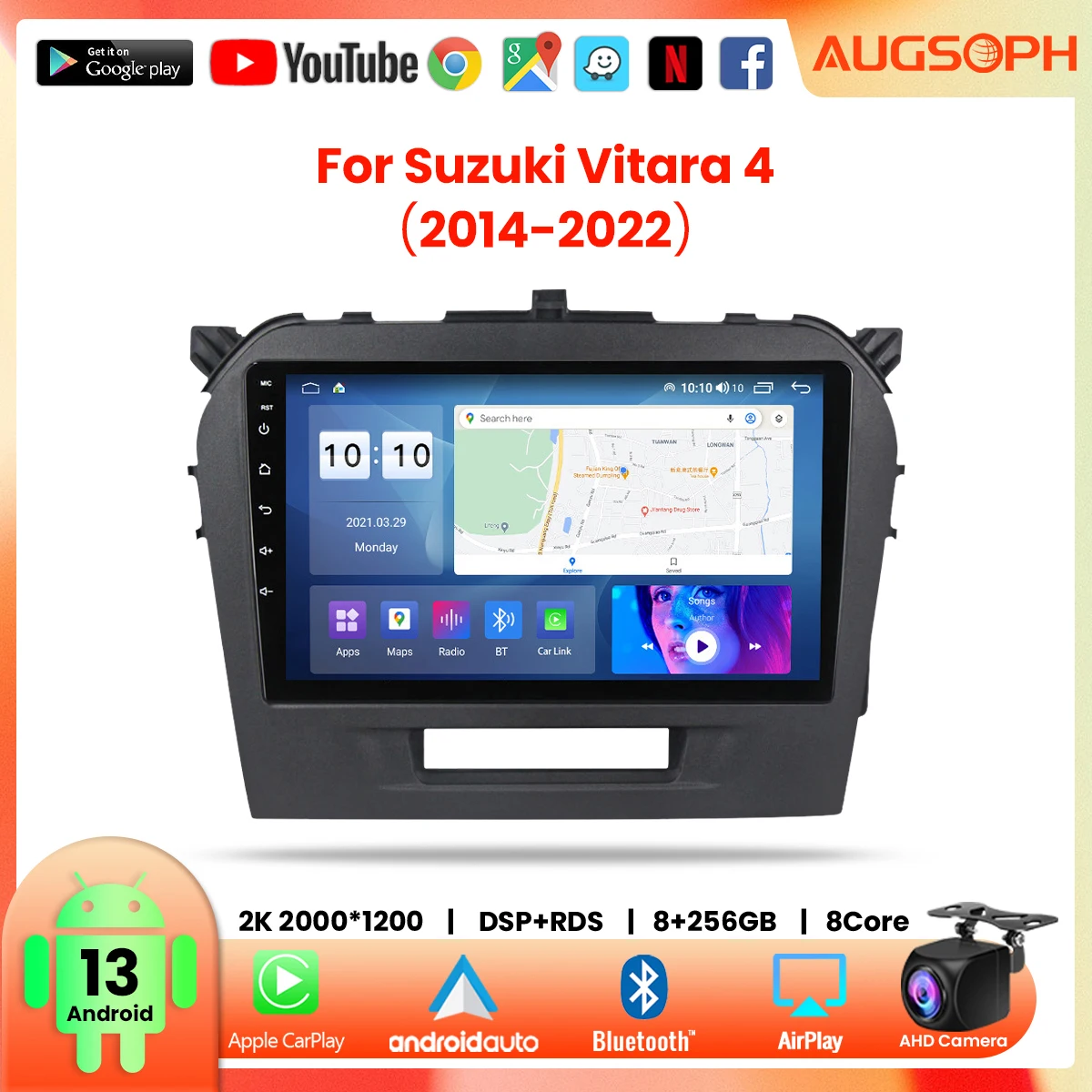 

Android 13 Car Radio for Suzuki Vitara 4 2014-2022,9inch Multimedia Player with 4G WiFi Carplay & 2Din GPS