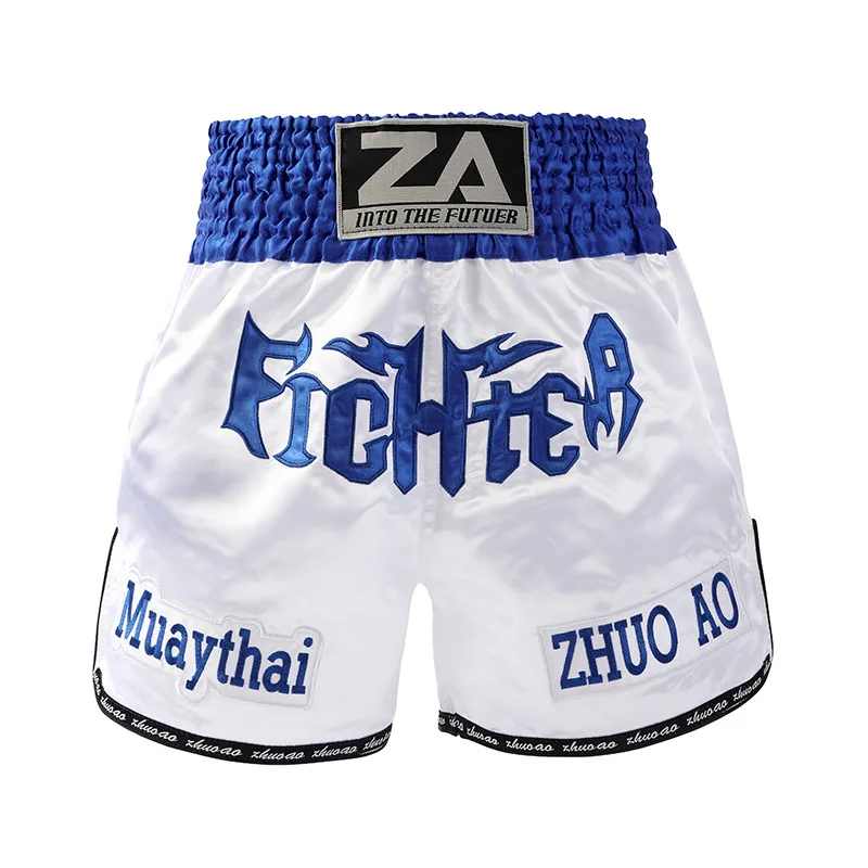 Muay Thai shorts, white shorts for training competitions, adult combat shorts, mixed gender shorts for boxing gyms
