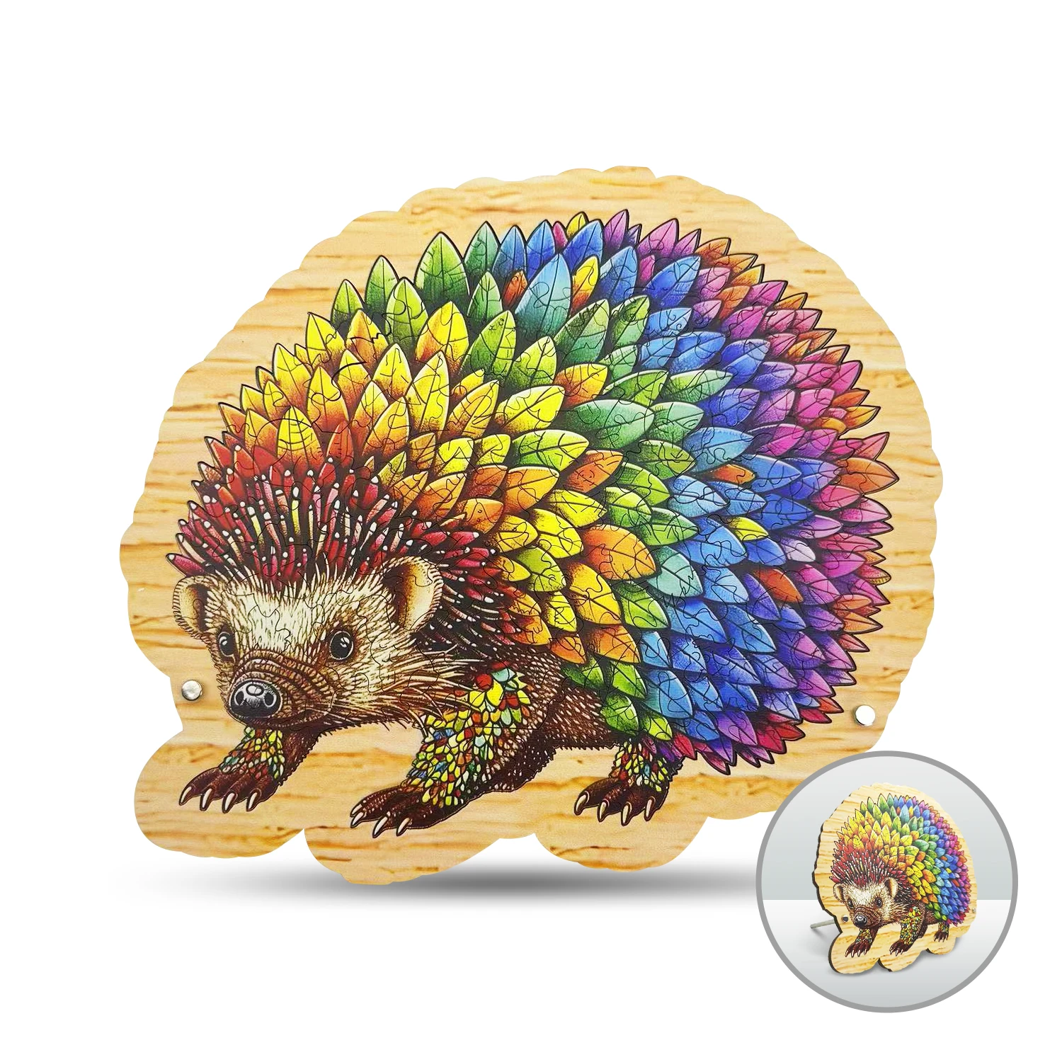 Hedgehog Wooden Puzzle Art, Difficult Jigsaw Puzzle with Wooden Frame, Unique Irregular Shape Puzzle Game for Adults,Home Decor