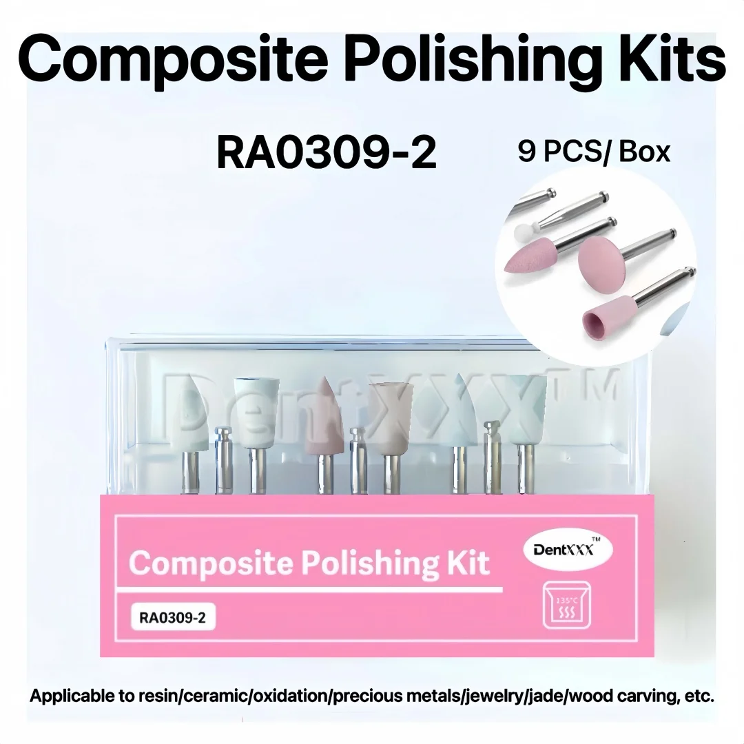 

9Pcs/Box Polishing Kit, Silicone Grinding and Polishing Heads, 3-Step Low-Speed Polishing Set