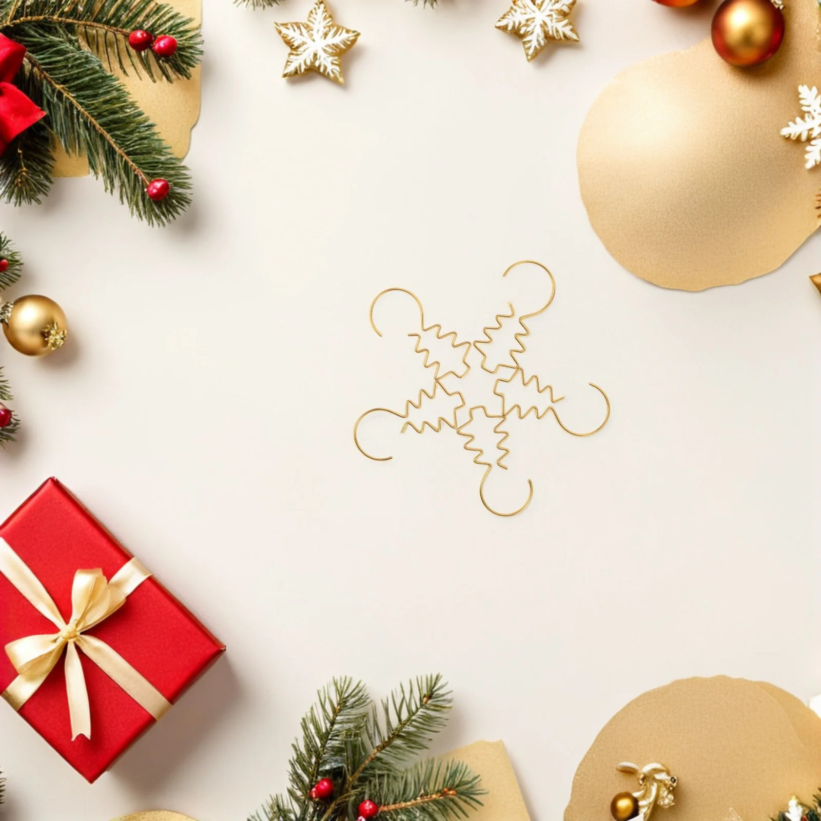 

100Pcs Gold Christmas Tree Ornament Hooks Metal Wire Spiral Reusable Mini Bauble Hangers Holiday Decoration Clips