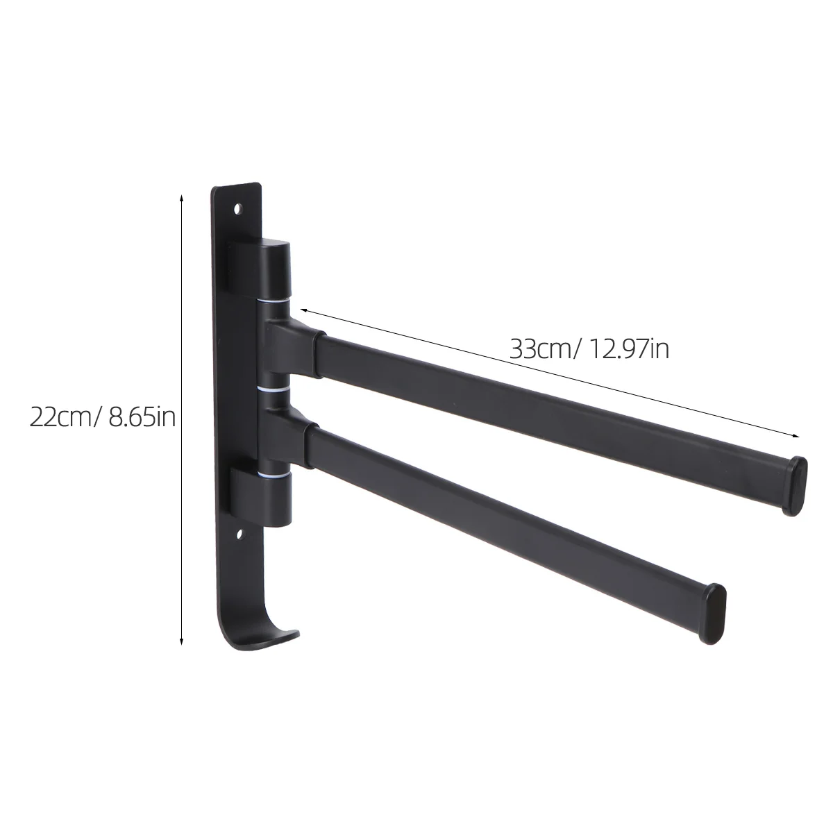 Wall Mount Clothing -mounted Rack Rotating Towel Bar Organizer Coat Hangers Bathroom No Punching Swinging Black Aluminum Alloy