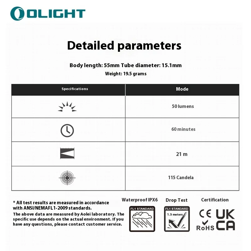 OLIGHT MINI 2 Mini USB Port سلسلة مفاتيح قابلة لإعادة الشحن، مصباح يدوي صغير محمول للرياضات الخارجية، هدية عيد ميلاد خاصة