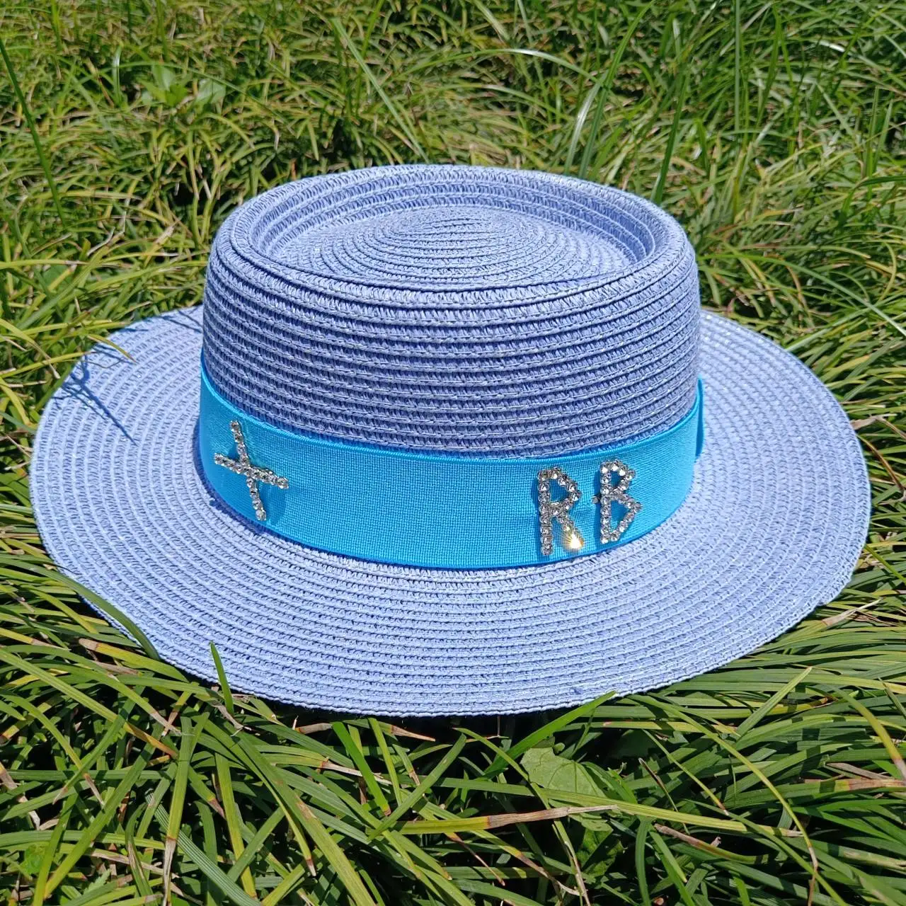 Summer straw hat letter elastic webbing for men and women's new adjustable concave convex top Straw sun hat beach hat