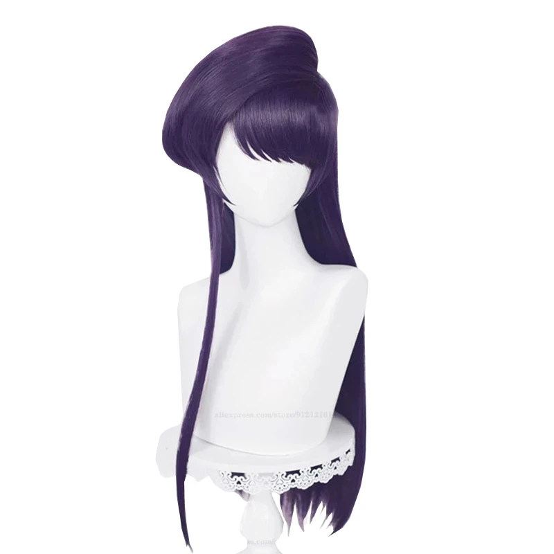 Komi no puede comunicarse Komi Shoko Peluca de Cosplay Anime komi-san Wa Comyushou Desu peluca larga de color morado oscuro para mujer